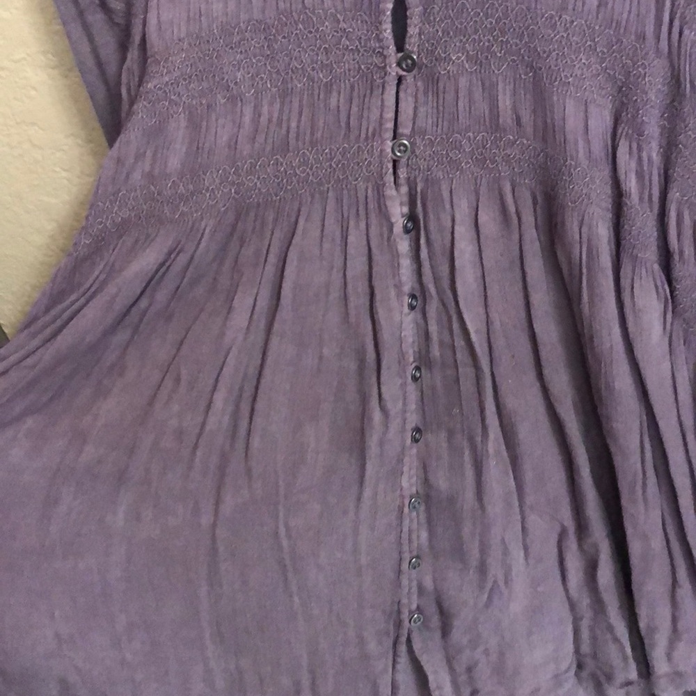 FREE PEOPLE L BABYDOLL BLUEBIRD FLOWY GAUZE TOP - Picture 3 of 5